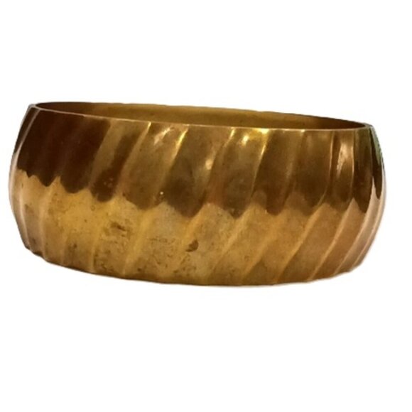 Vintage Wide Brass Textured Band Bracelet Made in India Retro‎ Fashion Jewellery - Picture 1 of 6